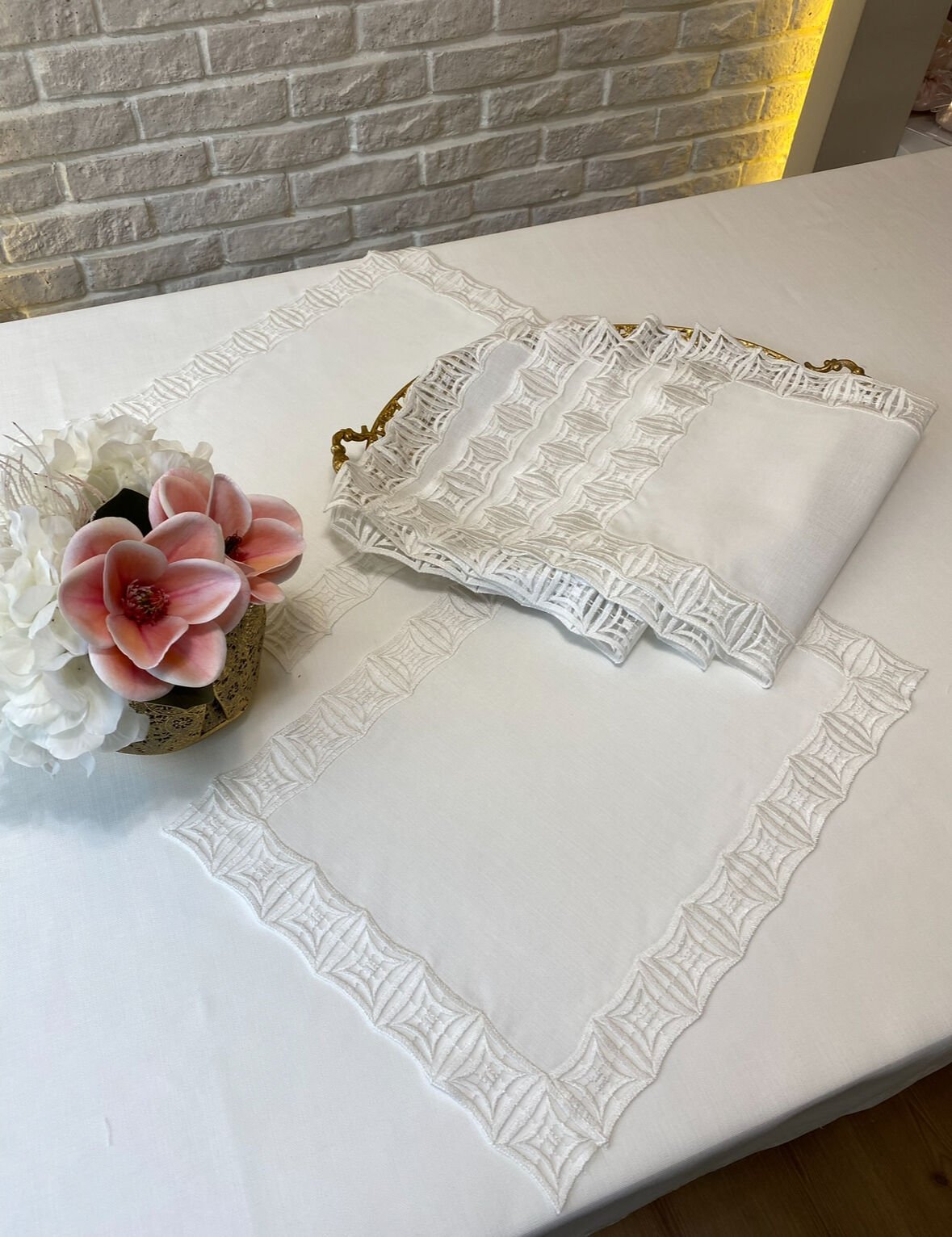 12’li Fransız Dantelli Amerikan Servis | Beyaz