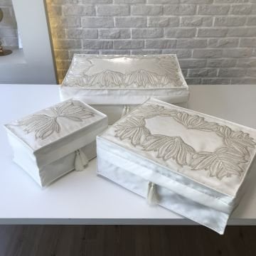 Fransız Dantelli Hurç Takımı | Ekru