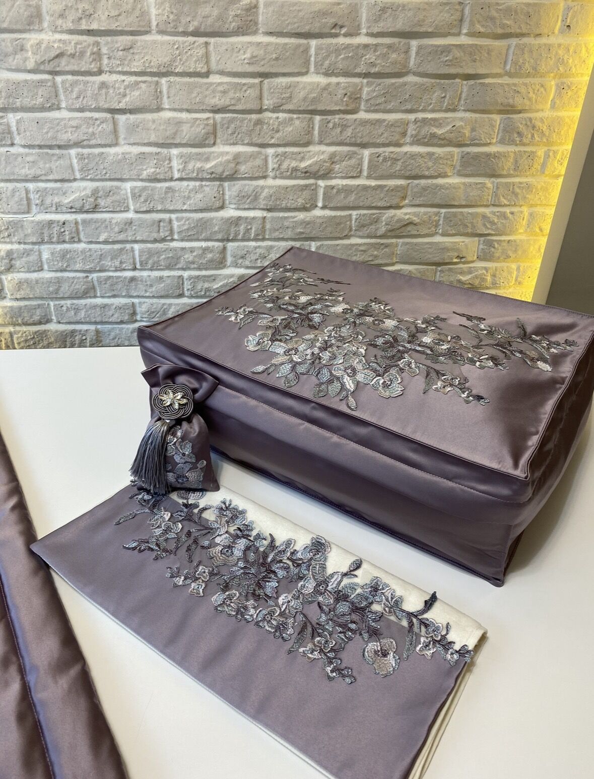 Fransız Dantelli Seccade Takımı | Lavanta