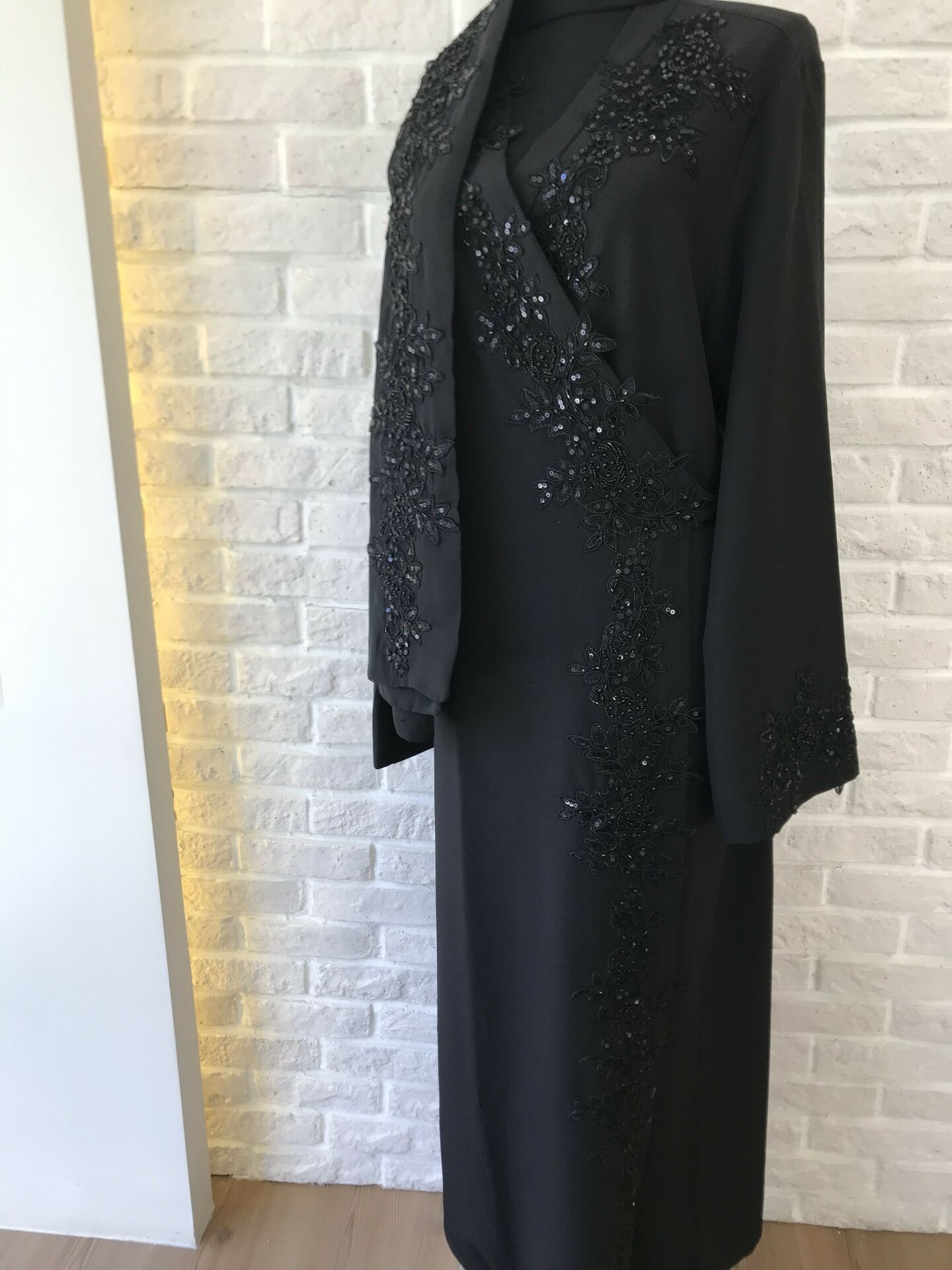 Dantelli Namaz Elbisesi&Başörtüsü | Siyah