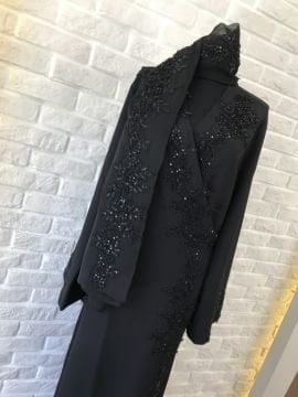 Dantelli Namaz Elbisesi&Başörtüsü | Siyah