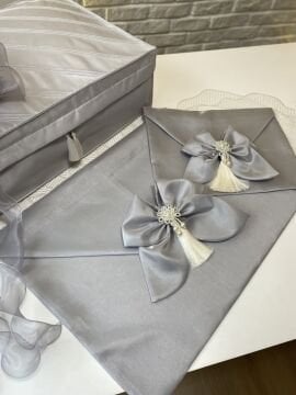 Fiyonk Detaylı 2’li Zarf Bohça | Gri