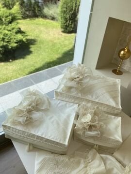 Nervürlü&Buketli Hurç Takımı | Ekru