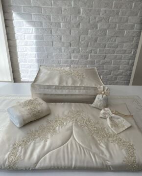 Fransız Dantelli Seccade Takımı | Cappuccino