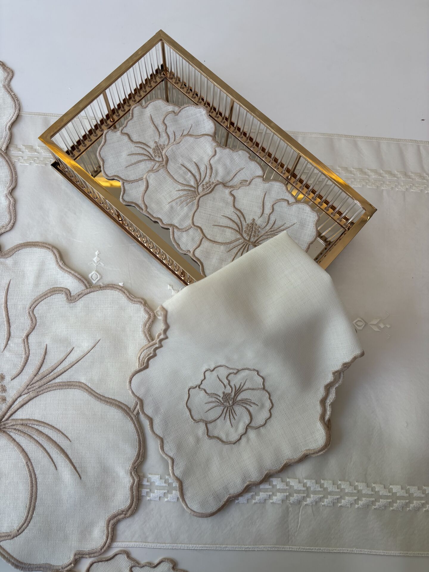 Nakışlı Ekmek Örtüsü | Ekru&Cappuccino