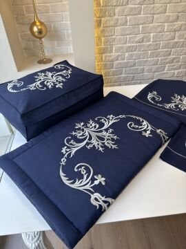 Nakışlı Seccade ve Hurç | Lacivert&Gümüş