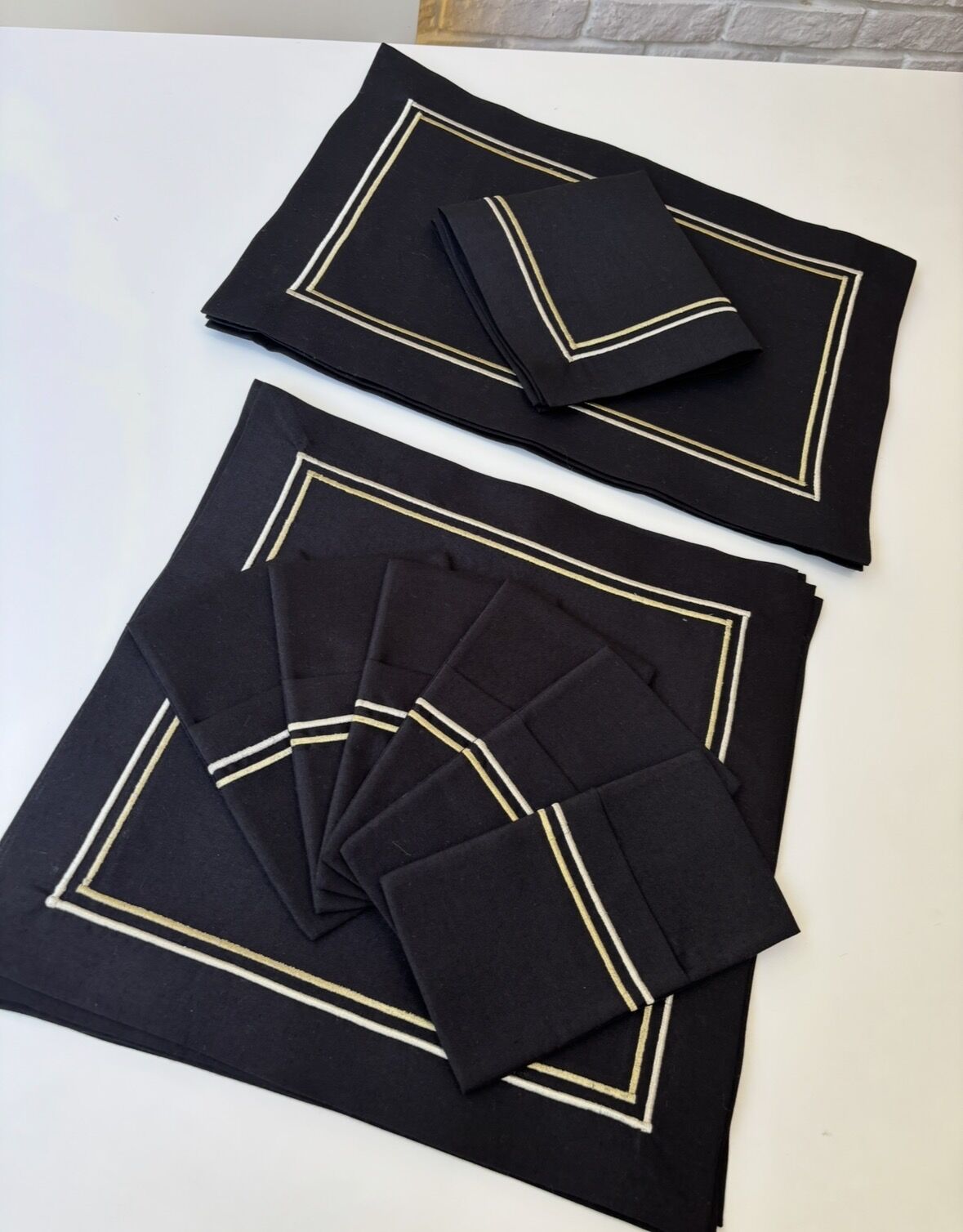 Gold&Gümüş Nakışlı Servis Takımı | Siyah