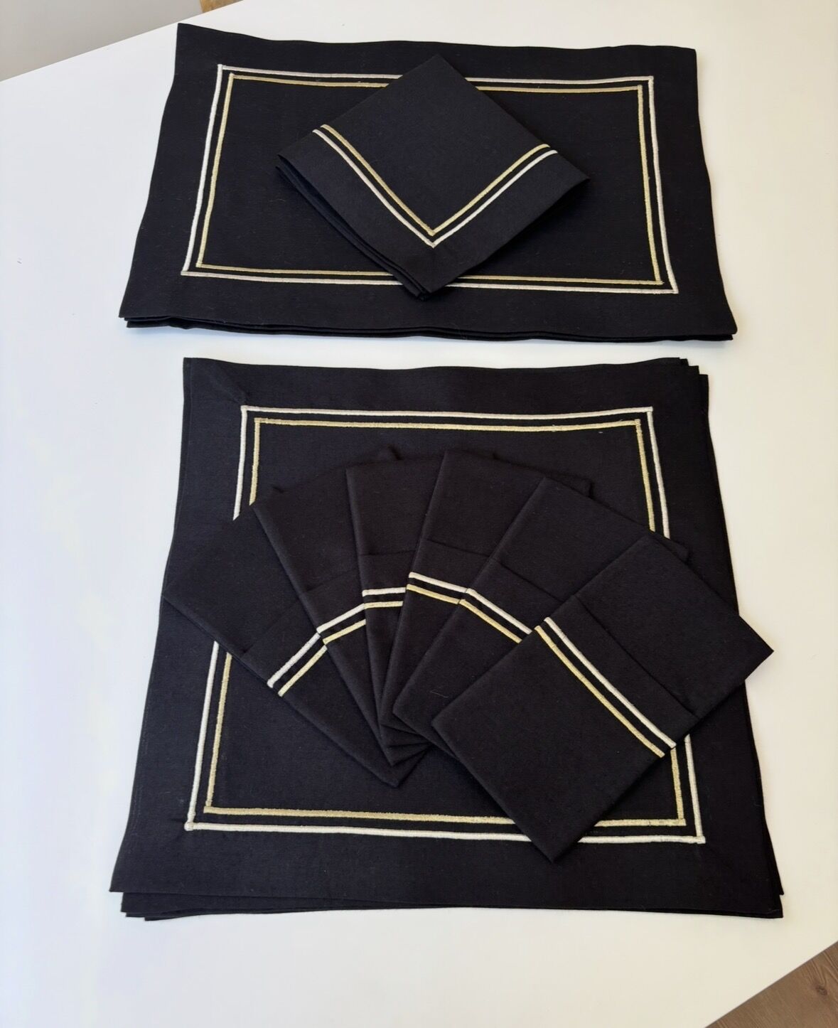 Gold&Gümüş Nakışlı Servis Takımı | Siyah