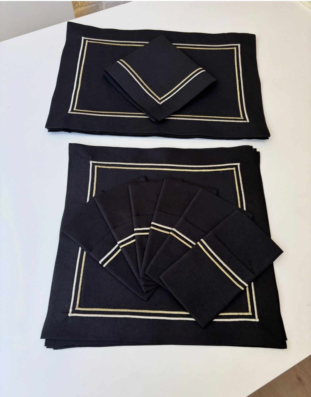 Gold&Gümüş Nakışlı Servis Takımı | Siyah