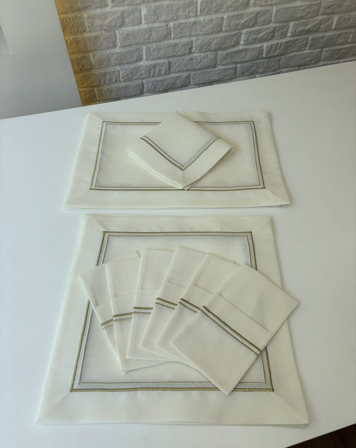 Gold&Gümüş Nakışlı Servis Takımı | Ekru