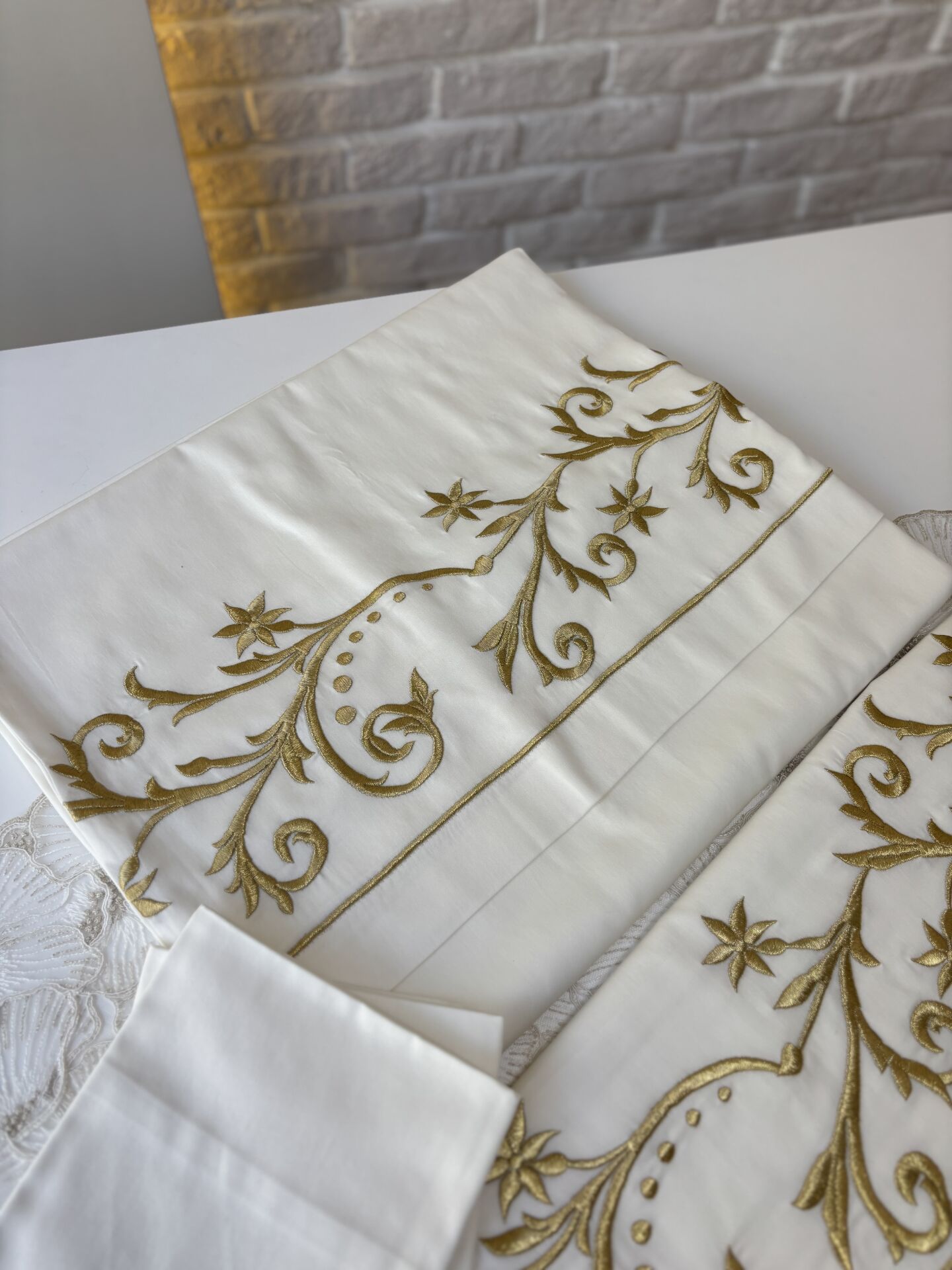 Nakışlı Nevresim Takımı | Ekru&Gold