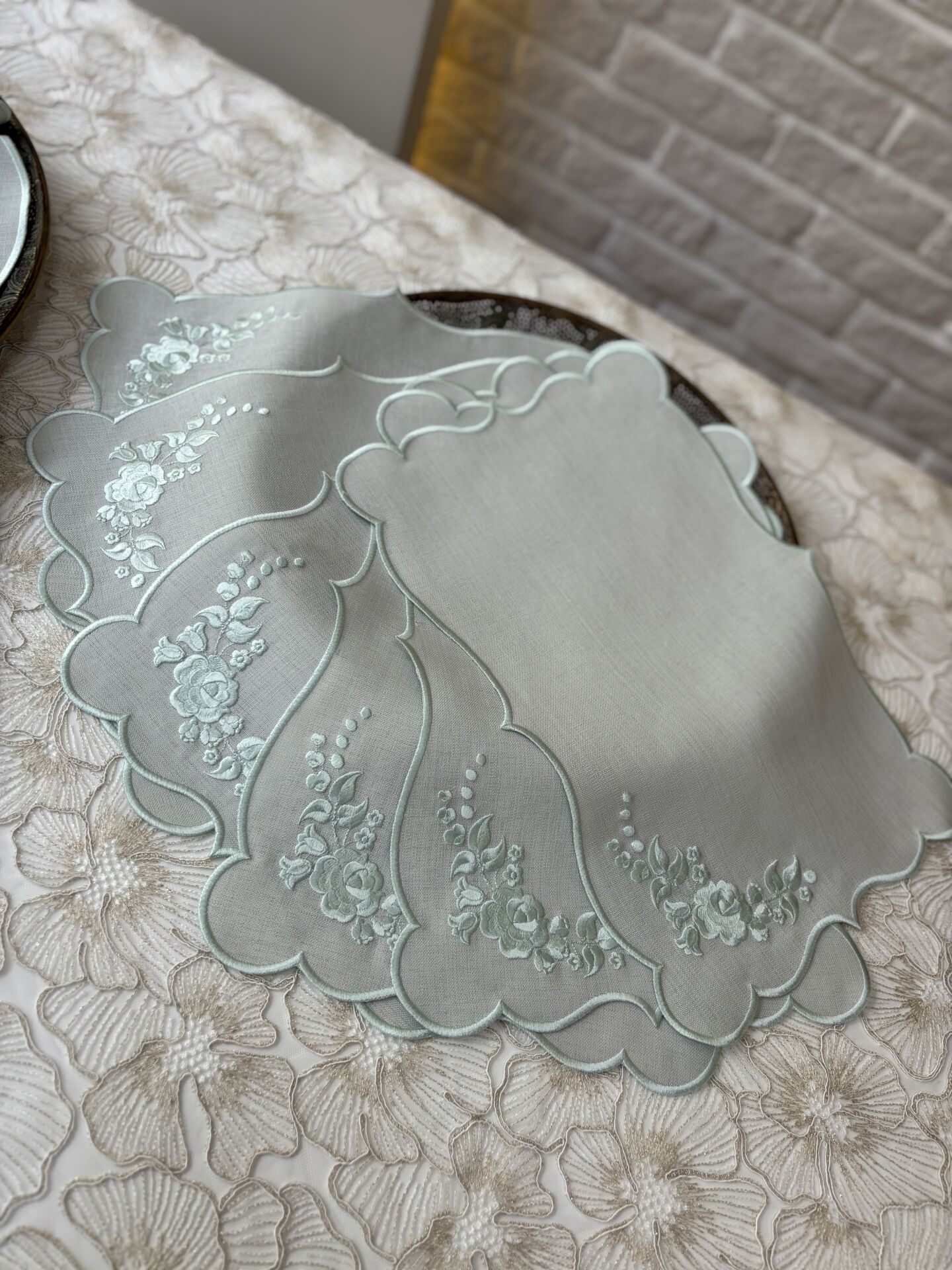 Nakışlı Servis Takımı | Mint Yeşili