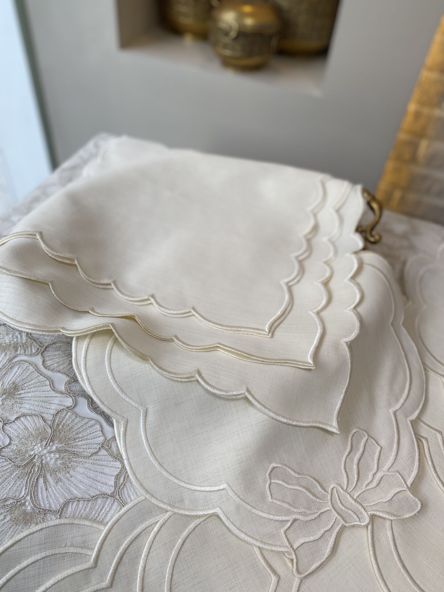 Nakışlı Servis Peçetesi | Ekru