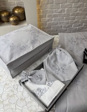 Nakışlı Seccade Takımı | Gri