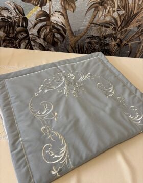 Nakışlı Kadife Seccade | Gri&Gümüş