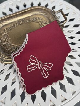 Nakışlı Ekmek Örtüsü | Bordo