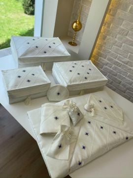 Rococo Nakışlı  Bohça Seti | Ekru&Mor