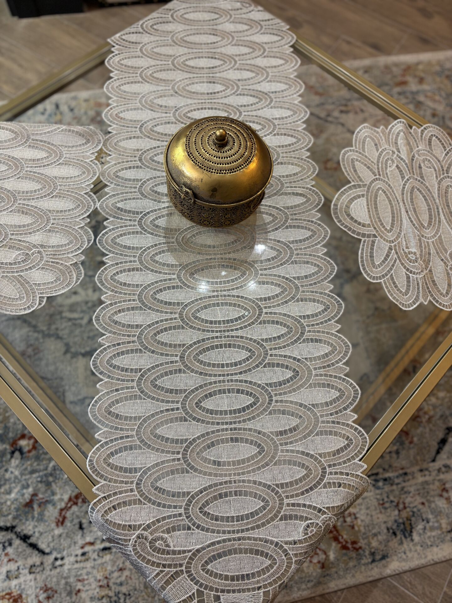 Dantel Salon Takımı | Ekru&Gold
