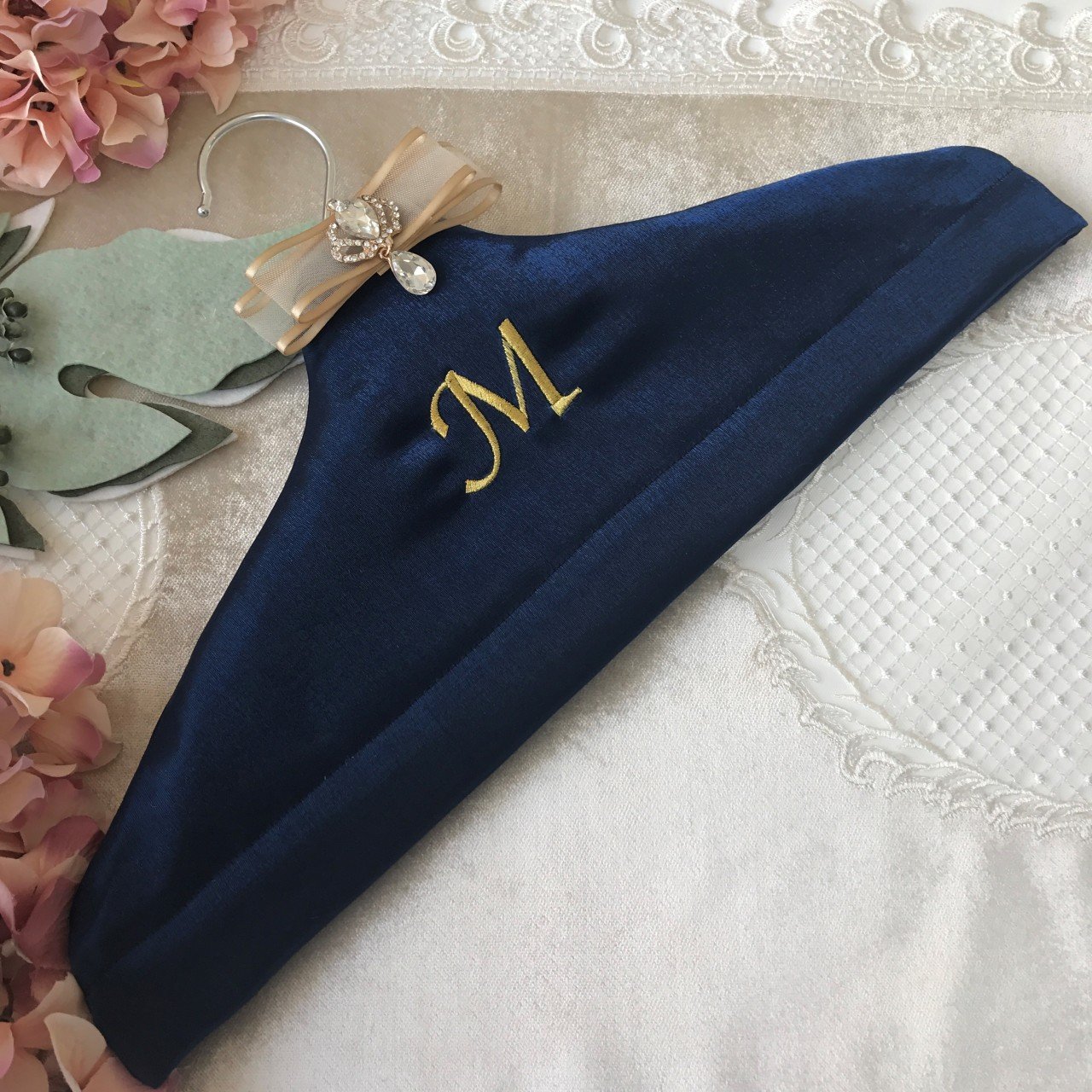 Harf Nakışlı Askı | Gece Mavisi&Gold