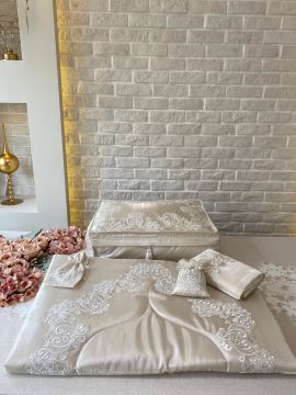 Fransız Dantelli Seccade Takımı | Cappuccino