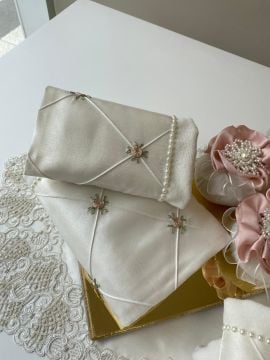 Rokoko Nakışlı İkili Havlu | Ekru&Cappuccino