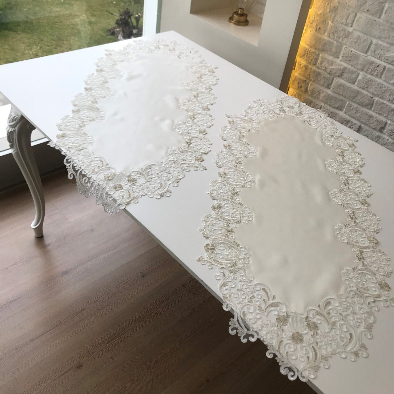 Fransız Dantelli Salon Takımı | Ekru