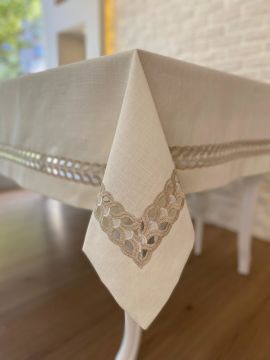 Fransız Dantelli Masa Örtüsü | EKRU