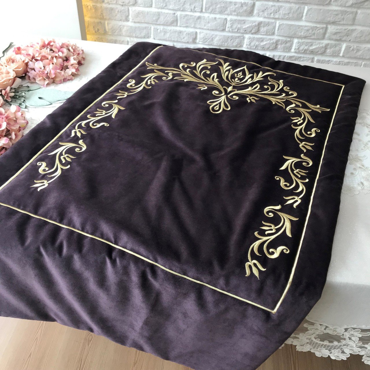 Nakışlı Seccade | Mürdüm&Gold