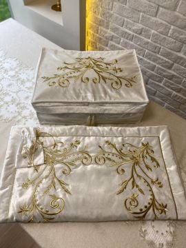 Nakışlı Seccade Takımı | Ekru&Gold