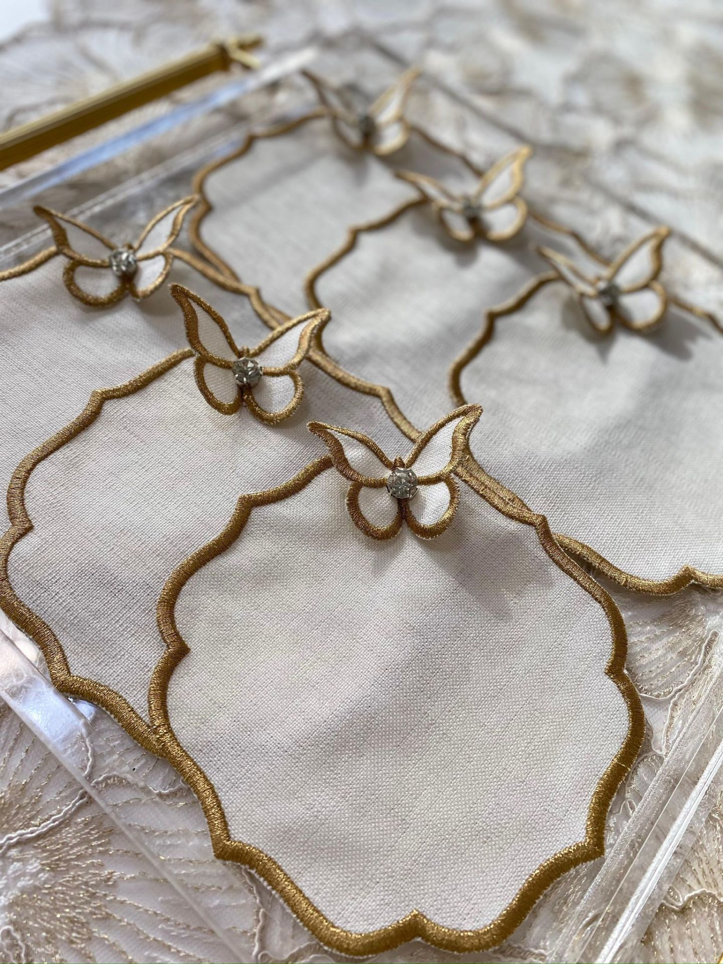 6'lı Kokteyl Peçetesi | Ekru&Gold