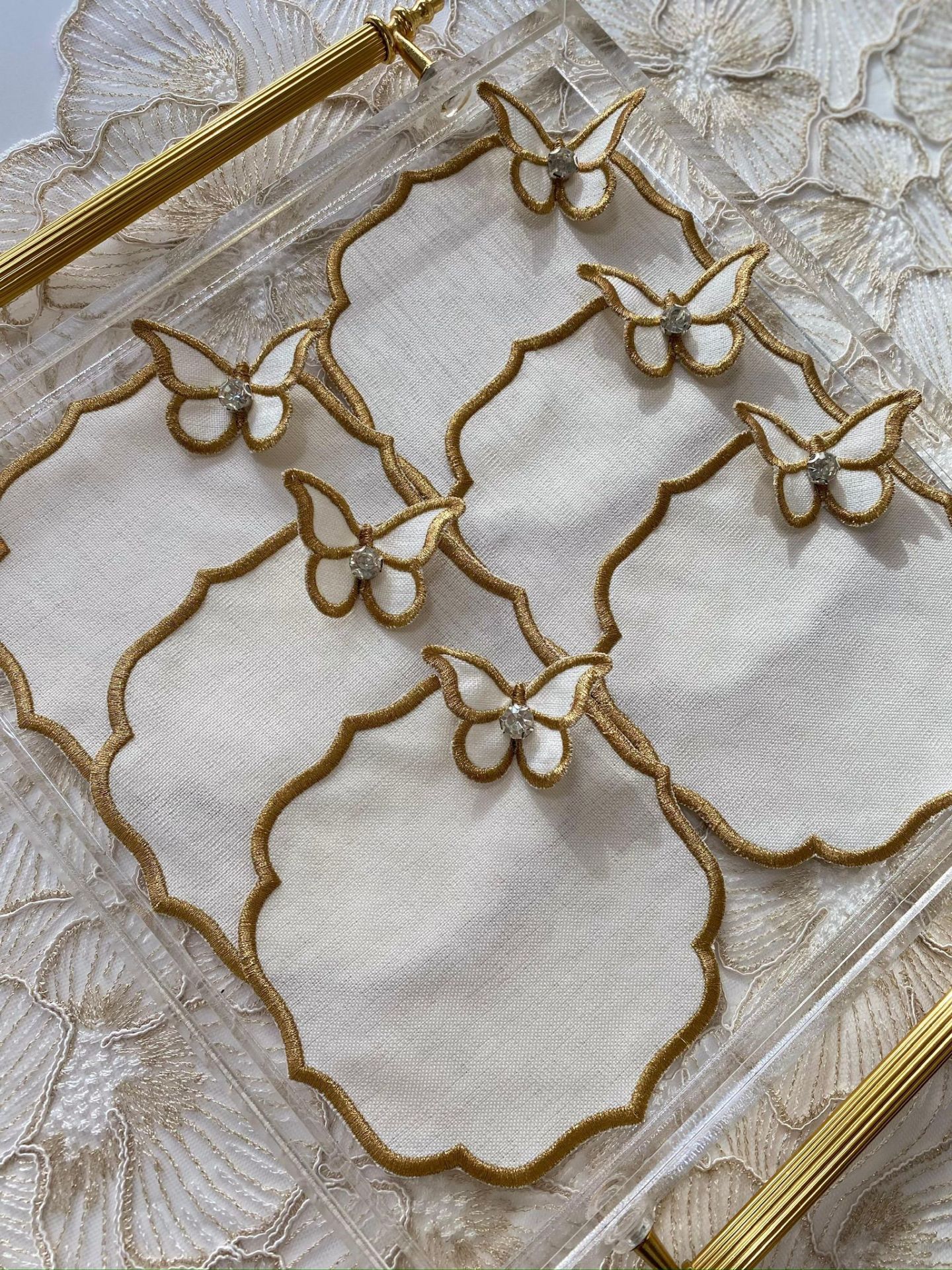 6'lı Kokteyl Peçetesi | Ekru&Gold