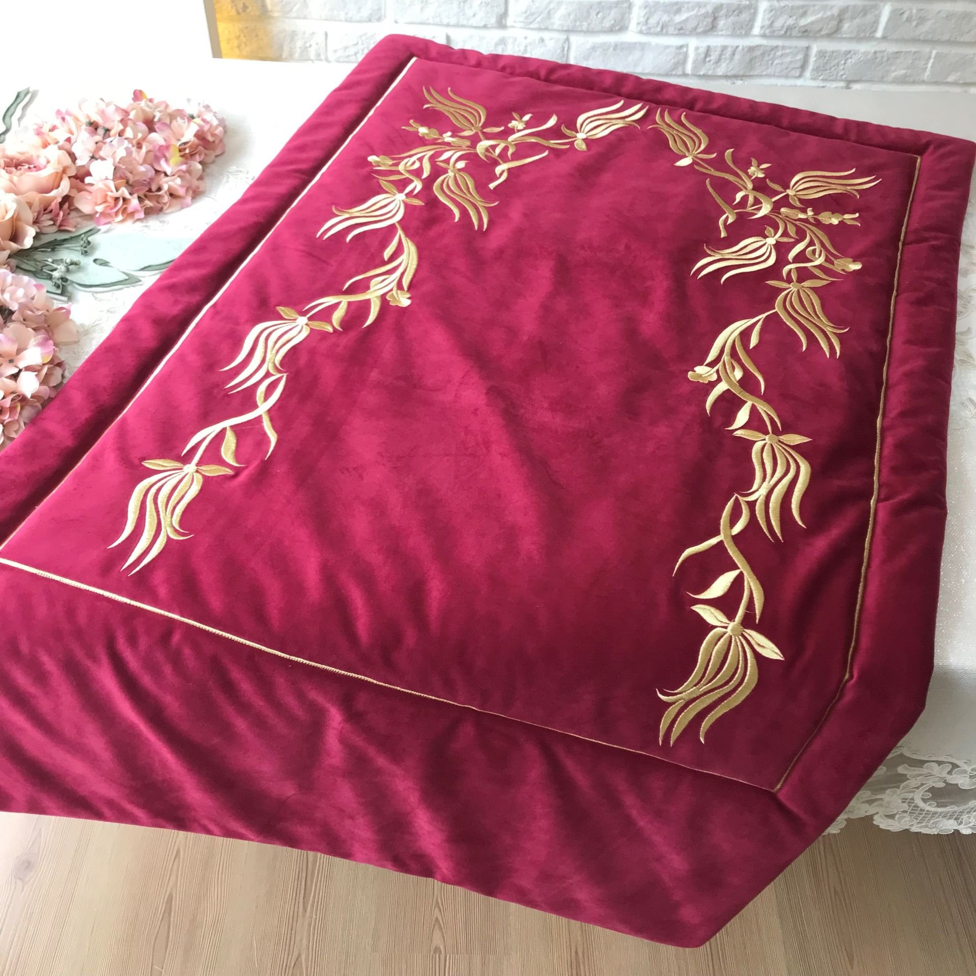 Nakışlı Seccade Takımı | Bordo&Gold