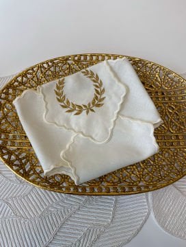 Nakışlı Ekmek Örtüsü | Ekru&Gold