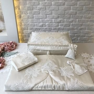 Fransız Dantelli Seccade Takımı | Cappuccino