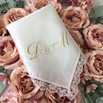 Nakışlı Söz Mendili | Ekru&Gold