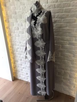 Dantelli Namaz Elbisesi&Başörtüsü | Gri
