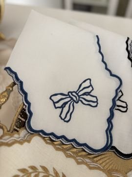 Nakışlı Ekmek Örtüsü | Ekru&Lacivert