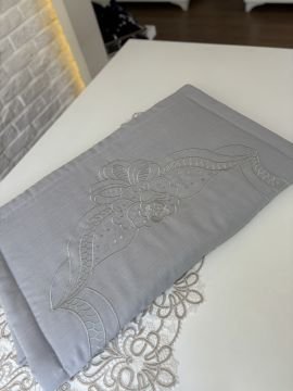 Nakışlı Keten Seccade | Gri