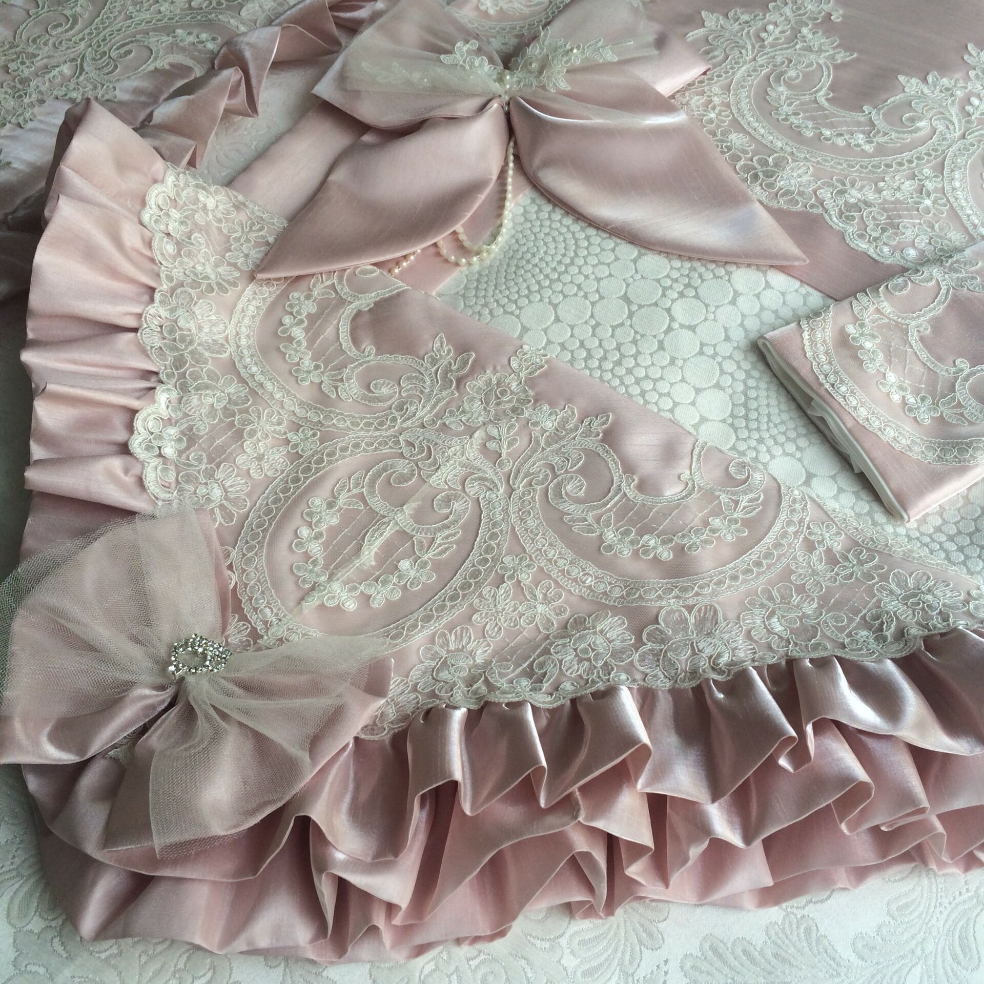 Fransız Dantelli Battaniye | Pudra