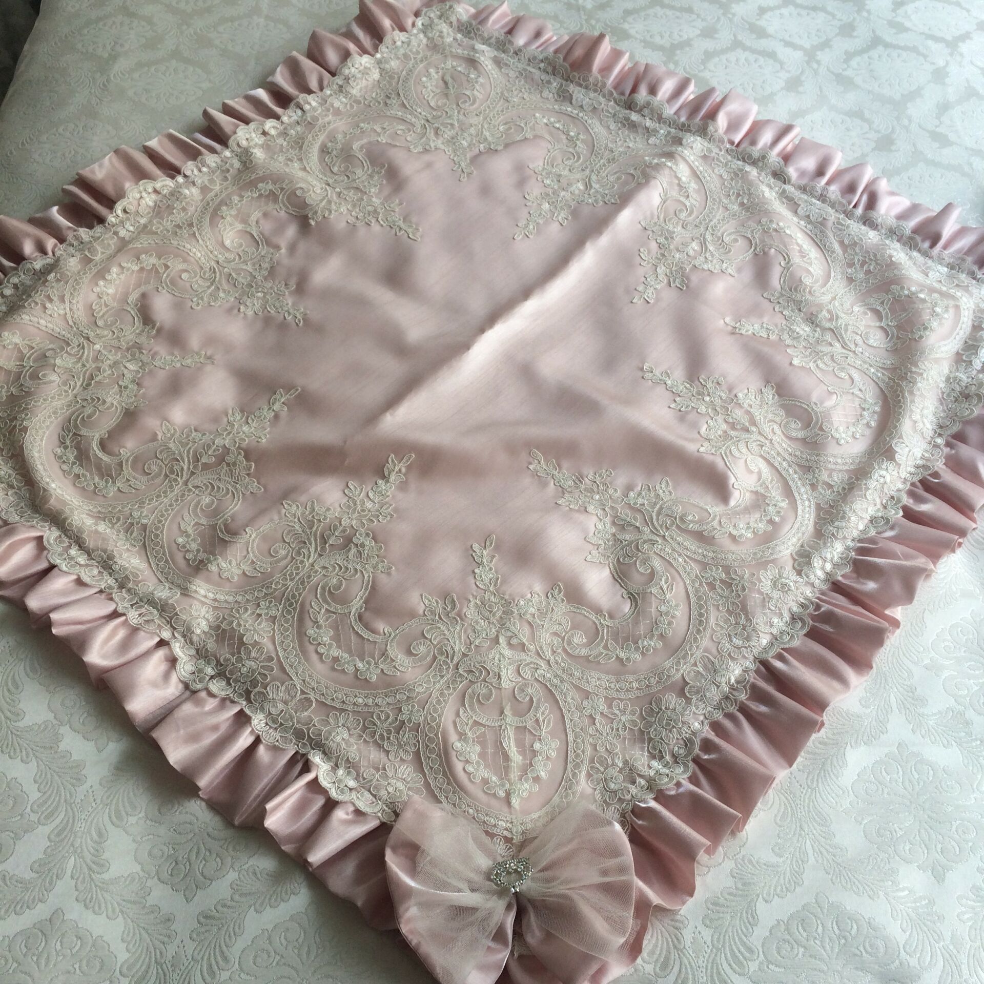 Fransız Dantelli Battaniye | Pudra