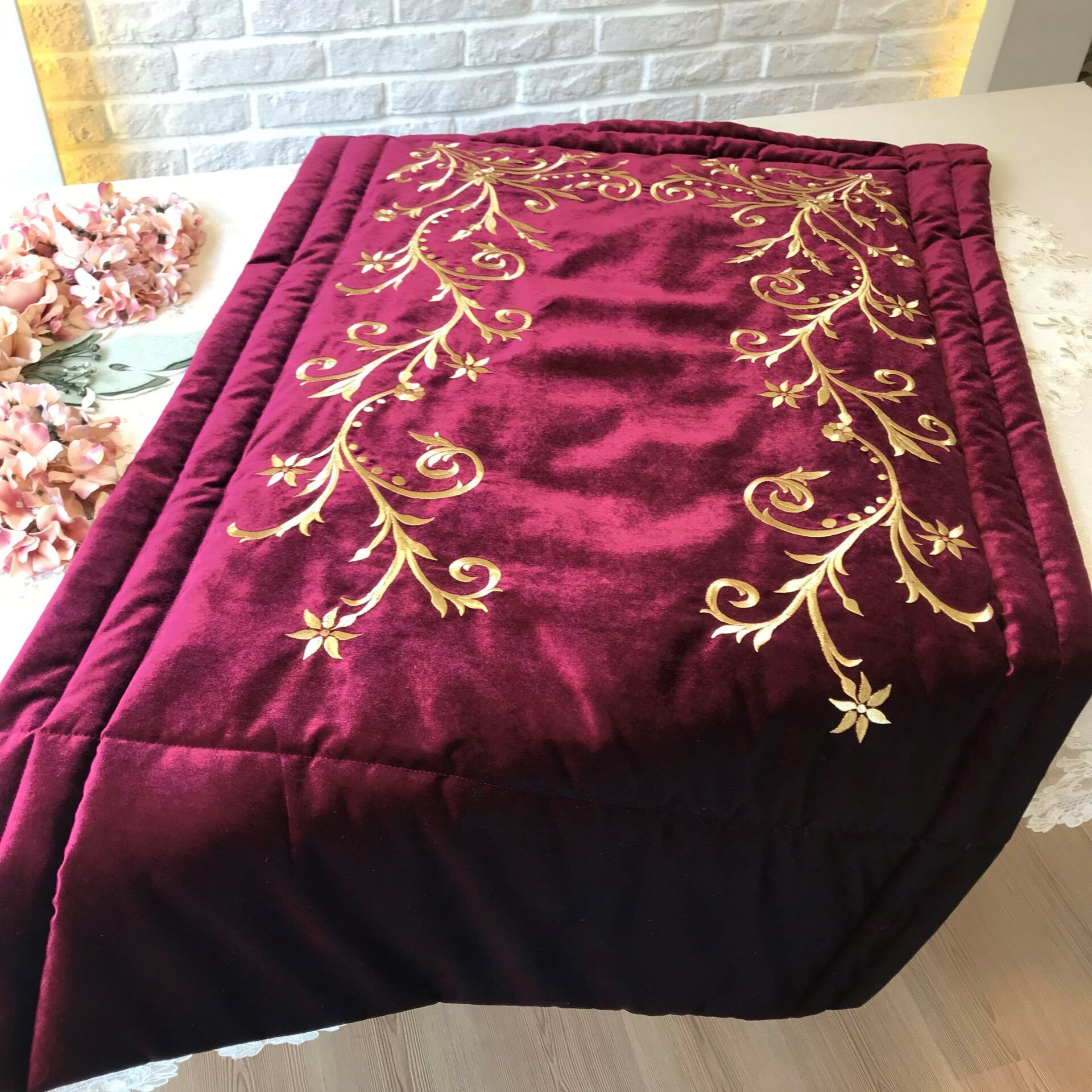 Nakışlı Seccade | Bordo&Gold