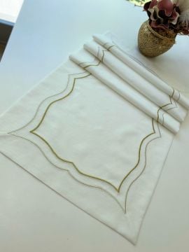 Nakışlı Keten Runner