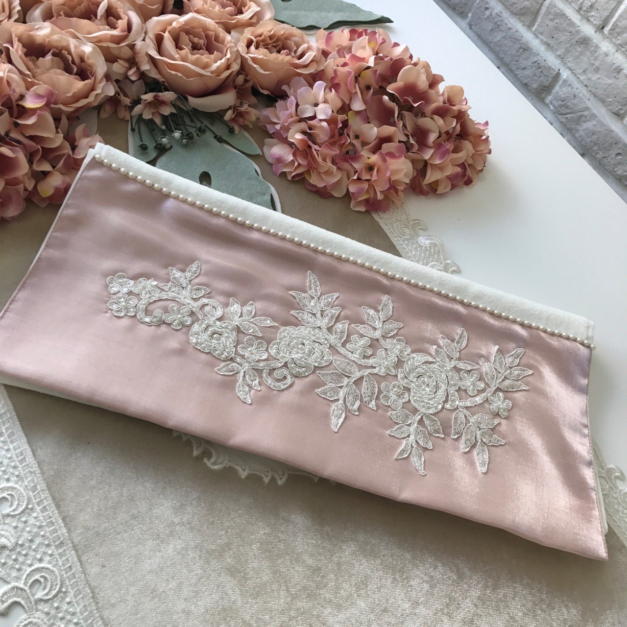 Fransız Dantelli Havlu | Ekru&Pudra