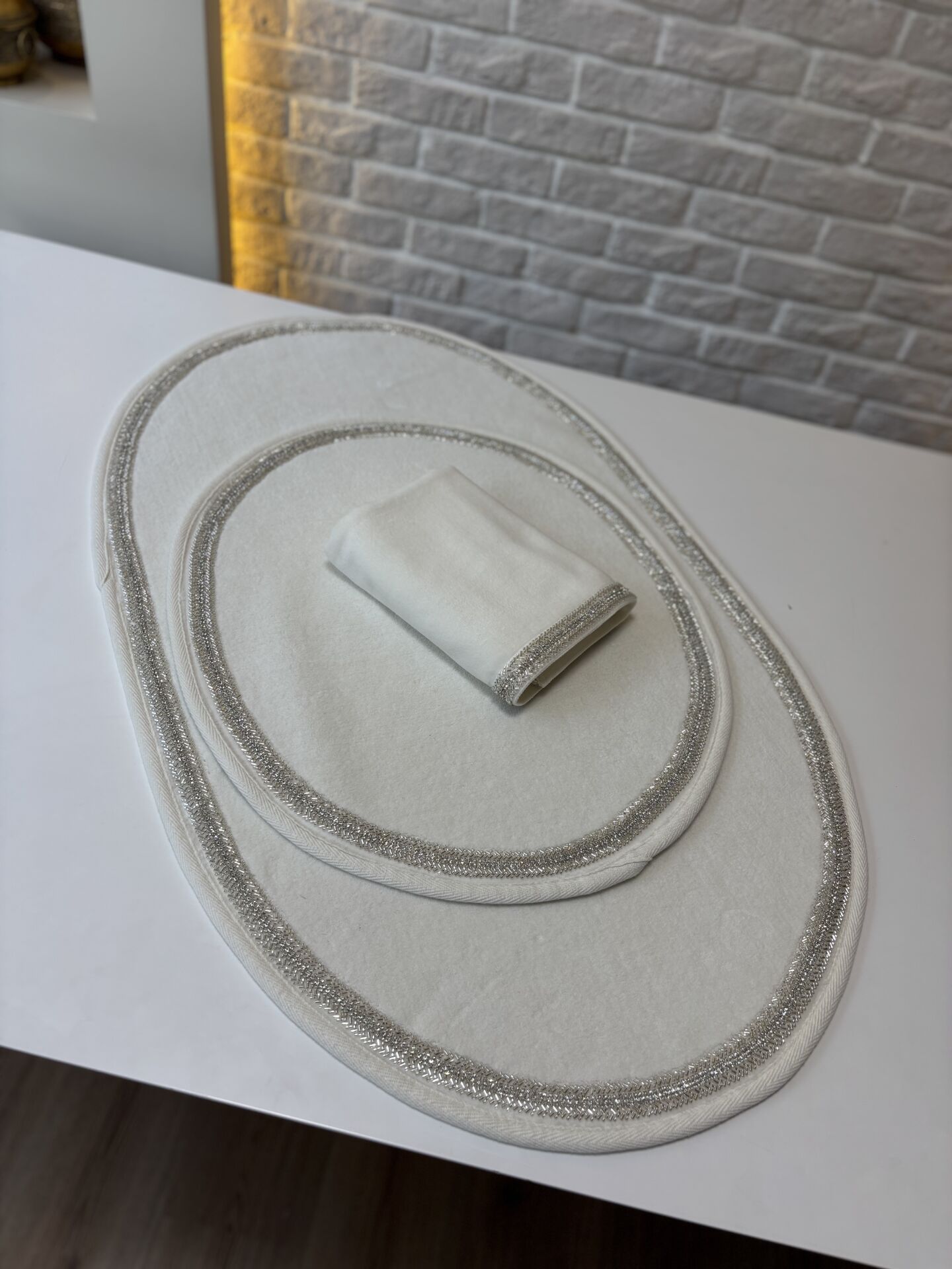 Taşlı Paspas Takımı | Gümüş