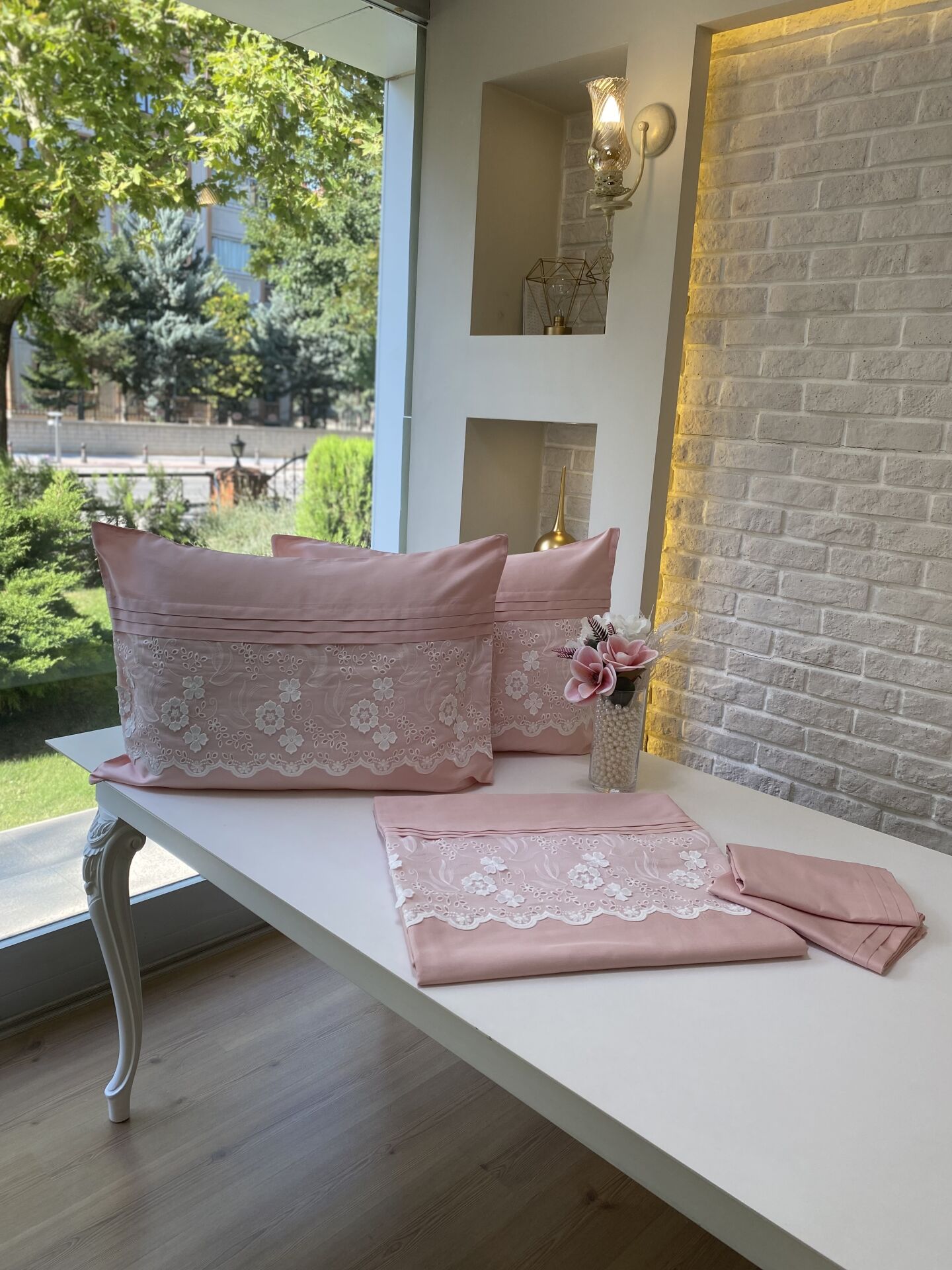 Fistolu Nevresim Takımı | Pudra