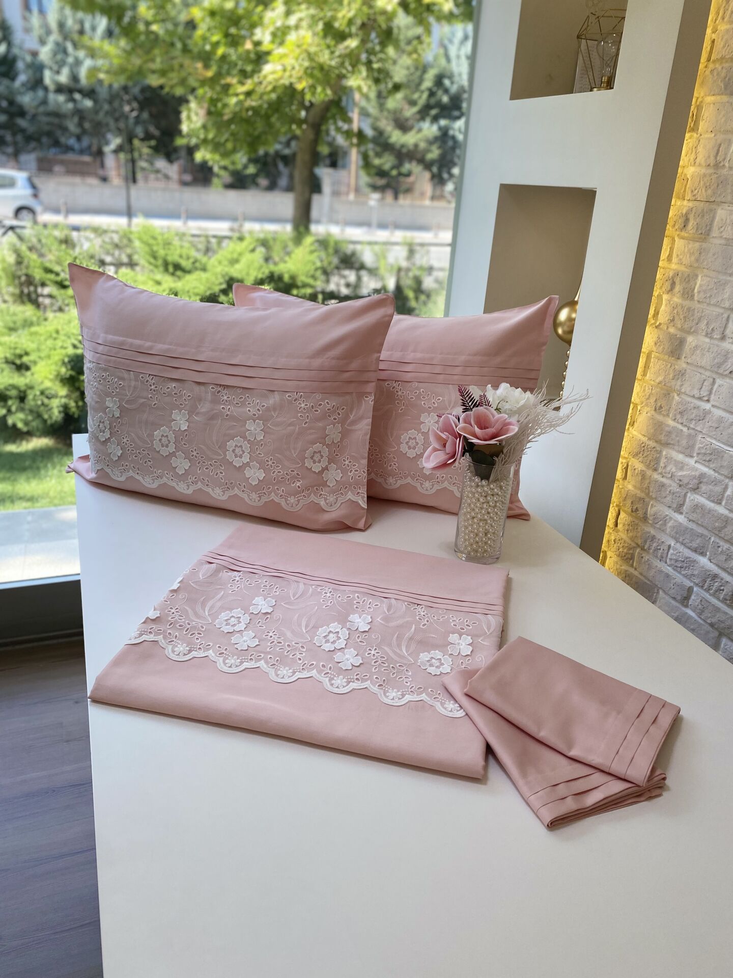 Fistolu Nevresim Takımı | Pudra